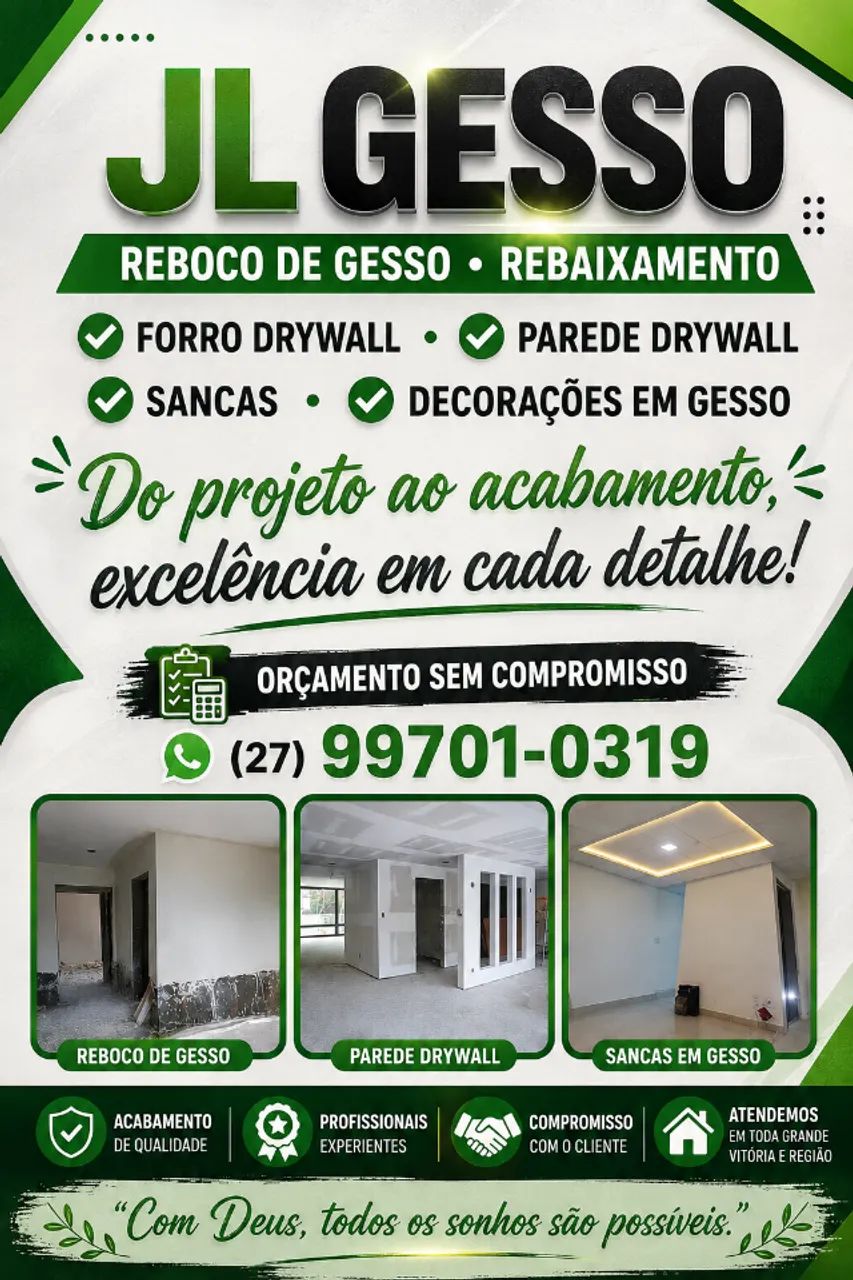 Especialista em Gesso, Sancas e Drywall - Atendimento ES