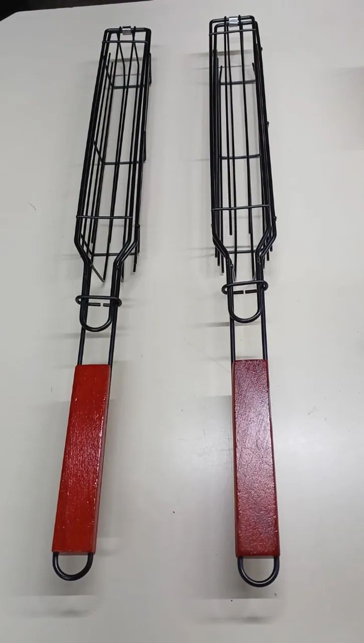 kit com 2 Grelha Cesta para Churrasco com Cabo