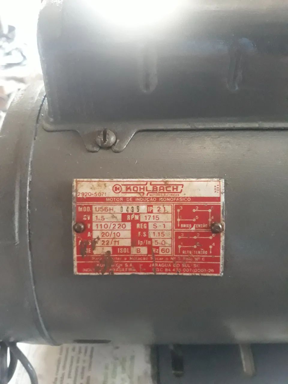 Motor monofásico 1.5 cv marca kohlbach.  - Foto 3