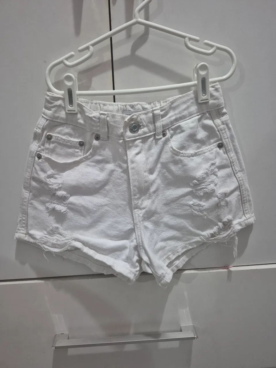 Short ZARA  branco desfiado