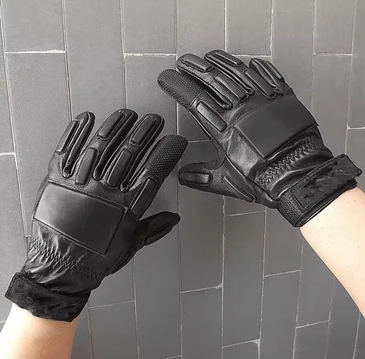 Luvas táticas masculinas de couro de dedo completo para segurança e resgate - Foto 3