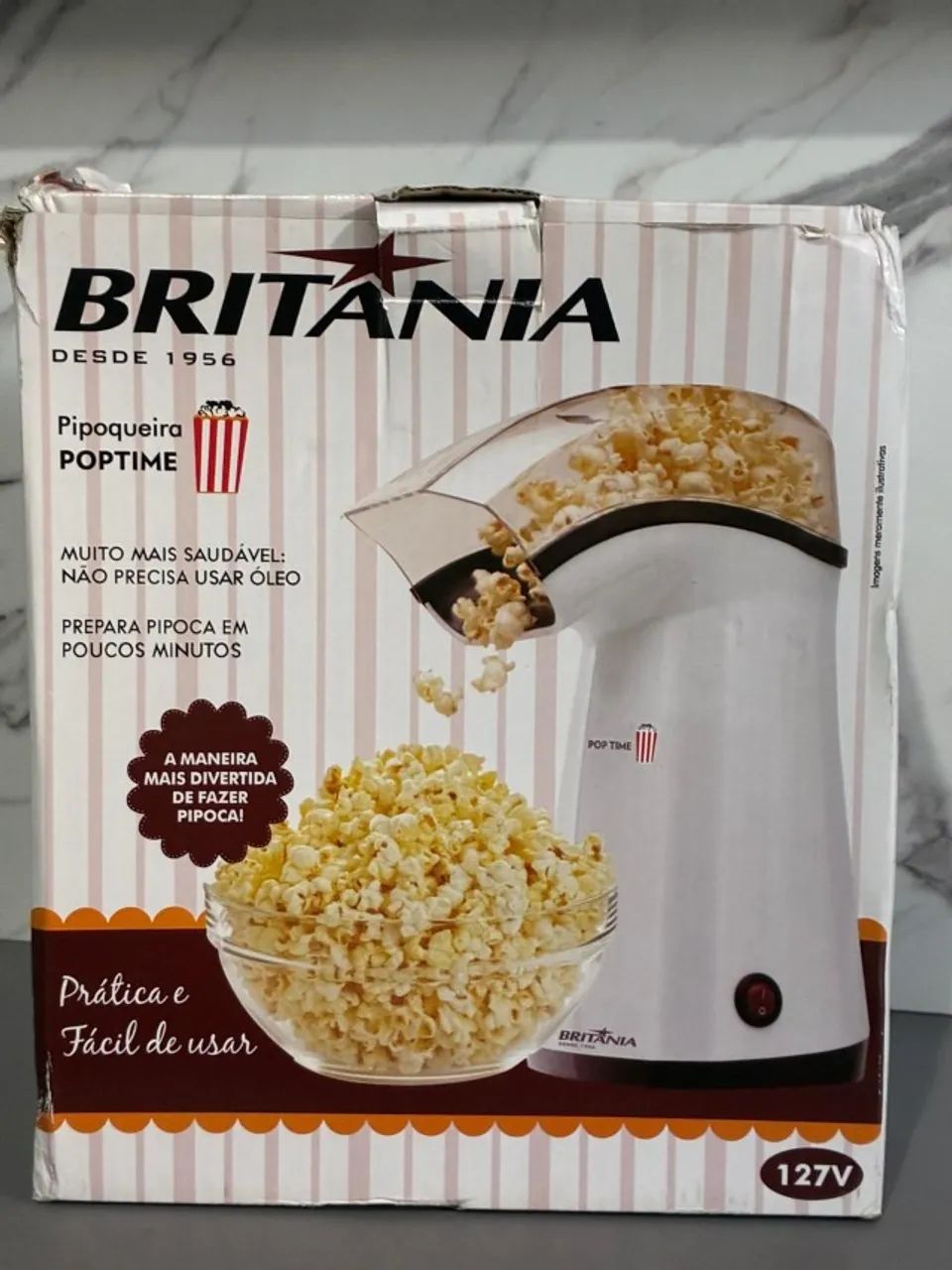 Pipoqueira Elétrica Sem Óleo Britânia Pop Time 1200W Rápida 127V