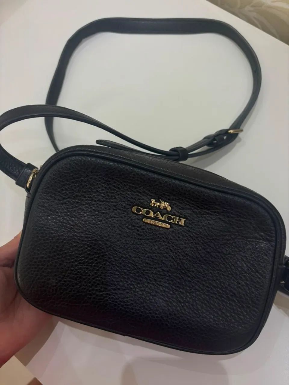 Bolsa Coach Mini Jamie Camera de Couro Preta