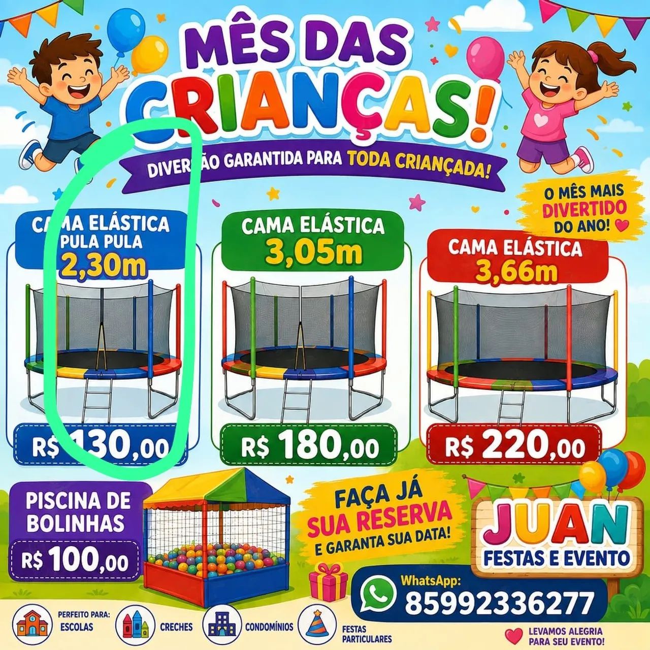 Locação de pula pula 3 horas de eventos 