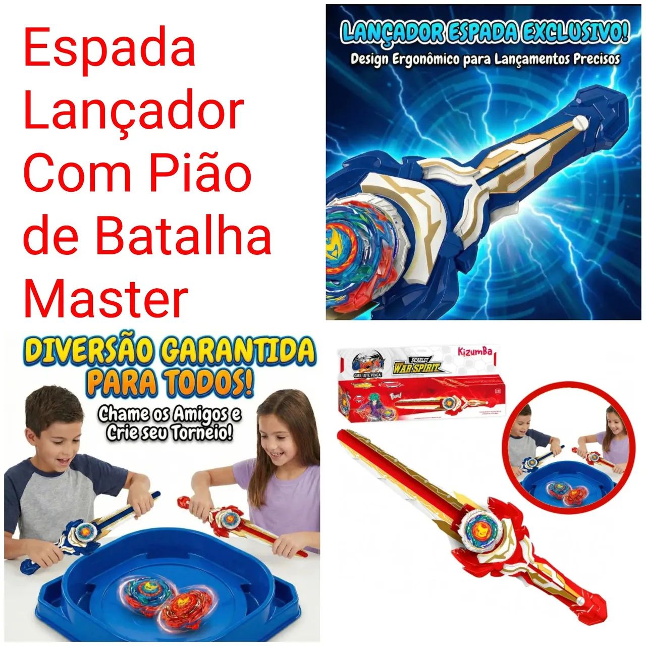 Espada Lançador Com Pião de Batalha Master