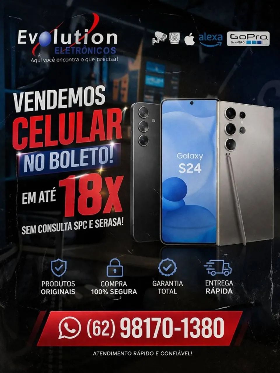 Compre seu Celular SAMSUNG/REALME em até 18X no BOLETO