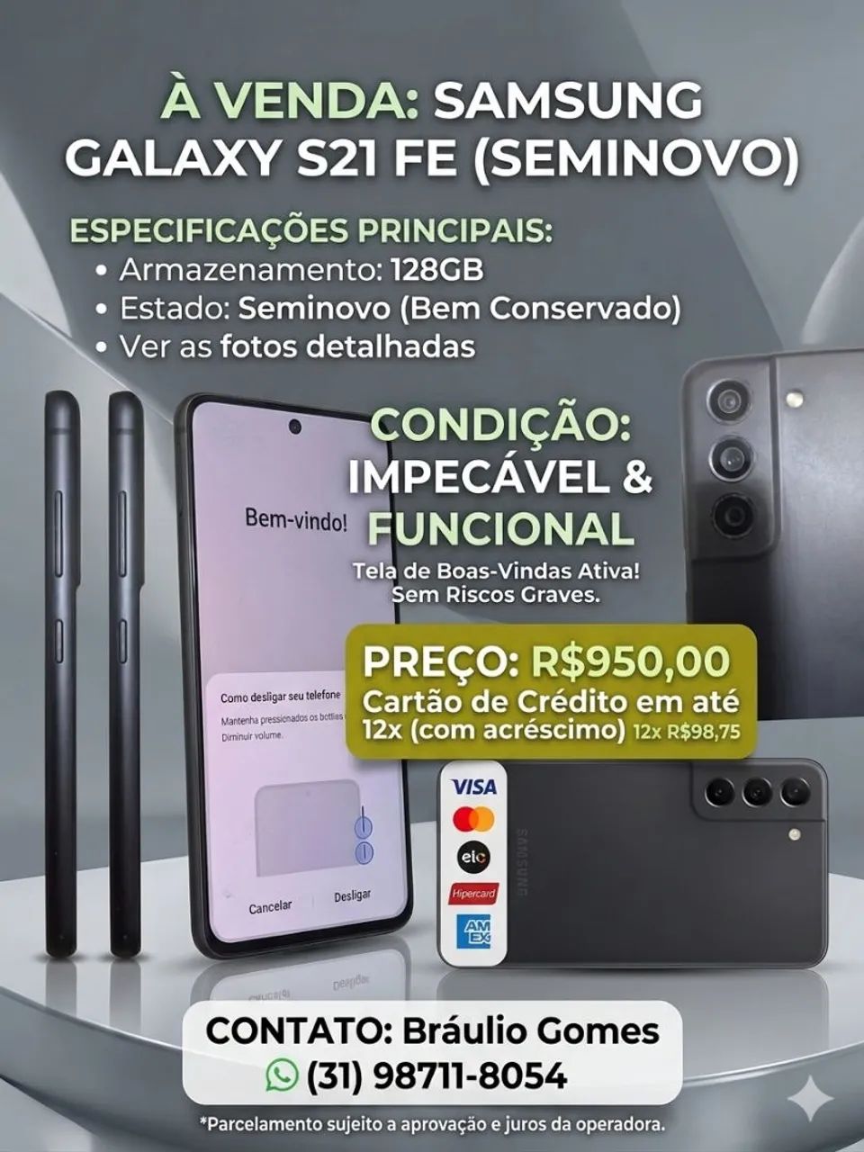 Samsung S21 Fe, 128 gb, seminovo 