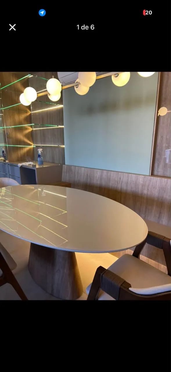 Mesa oval de madeira com tampão de vidro - alto acabamento - Foto 3