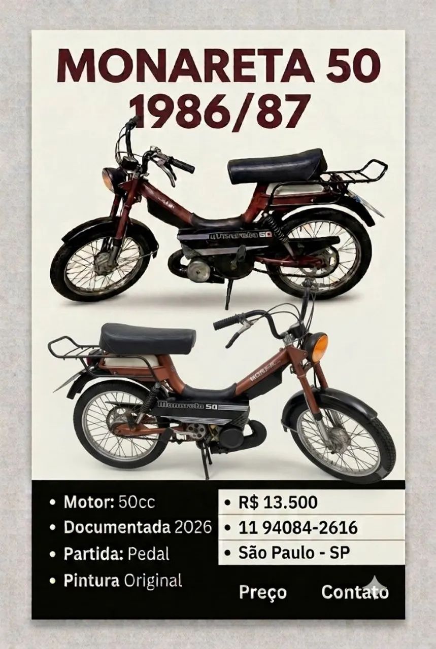 Mobylette Mobilete Monark 1987 Original Nunca Restaurada * - Foto 3