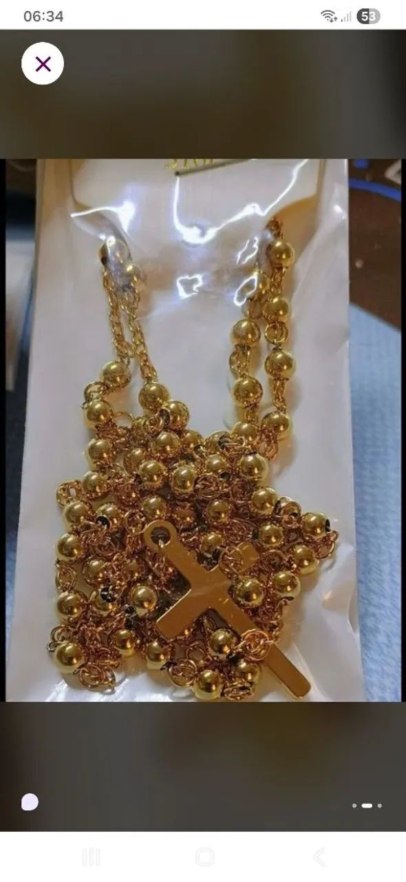 Terço aço dourado 