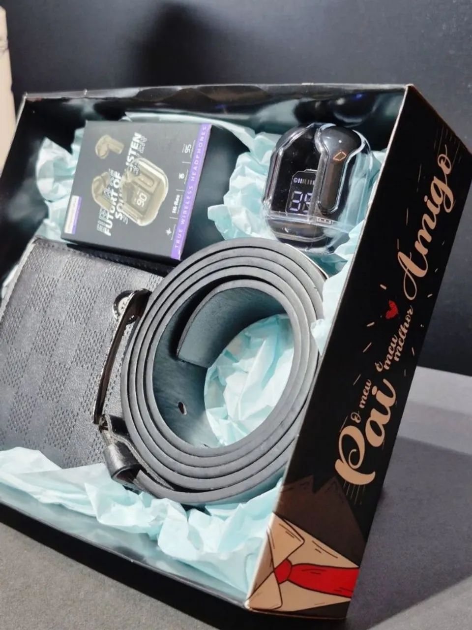 Kit dia dos pais cinto+carteira+fone Bluetooth  - Foto 4