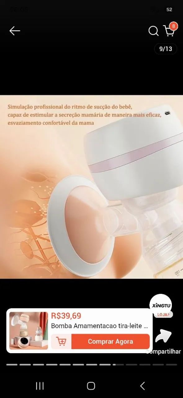 omba Tira Leite Elétrica Recarregável Q2 - R$ 100 - Foto 4