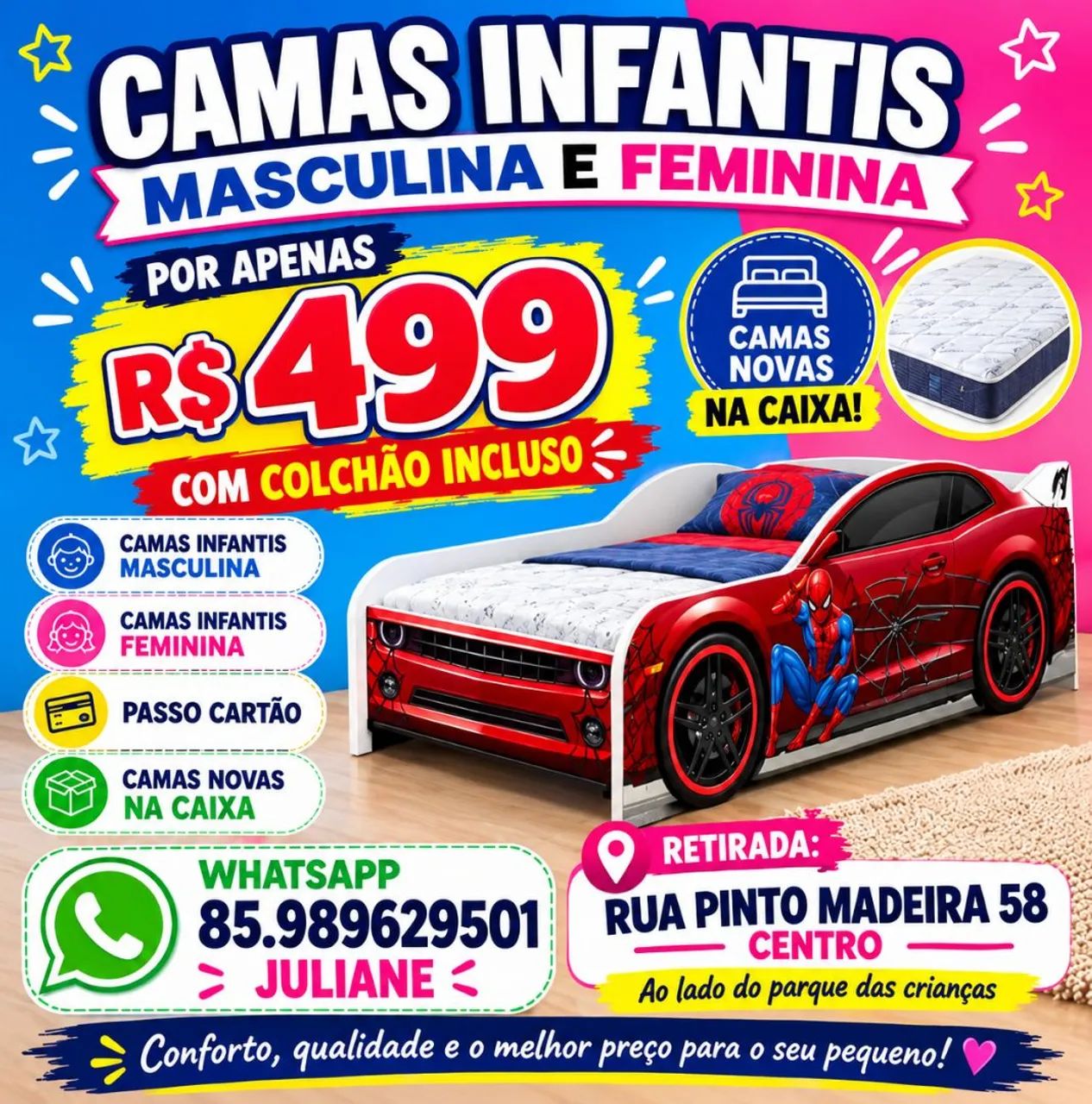 Cama infantil + colchão NOVA NA CAIXA