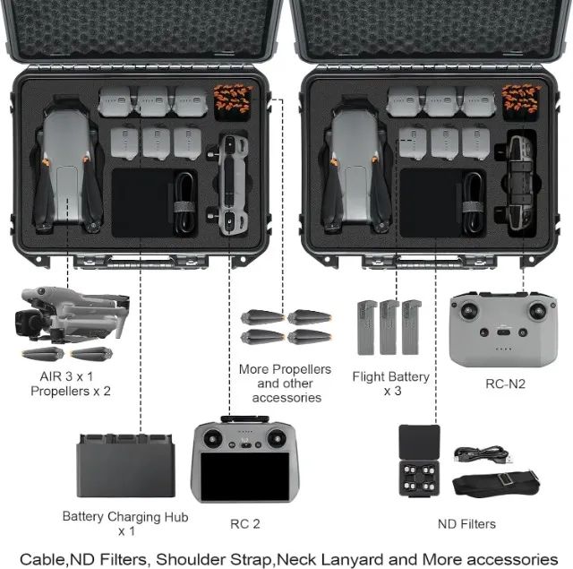 Maleta Rígida YETEETH P/DJI Air 3 Case DJI RC 2/RC-N2 - Foto 3