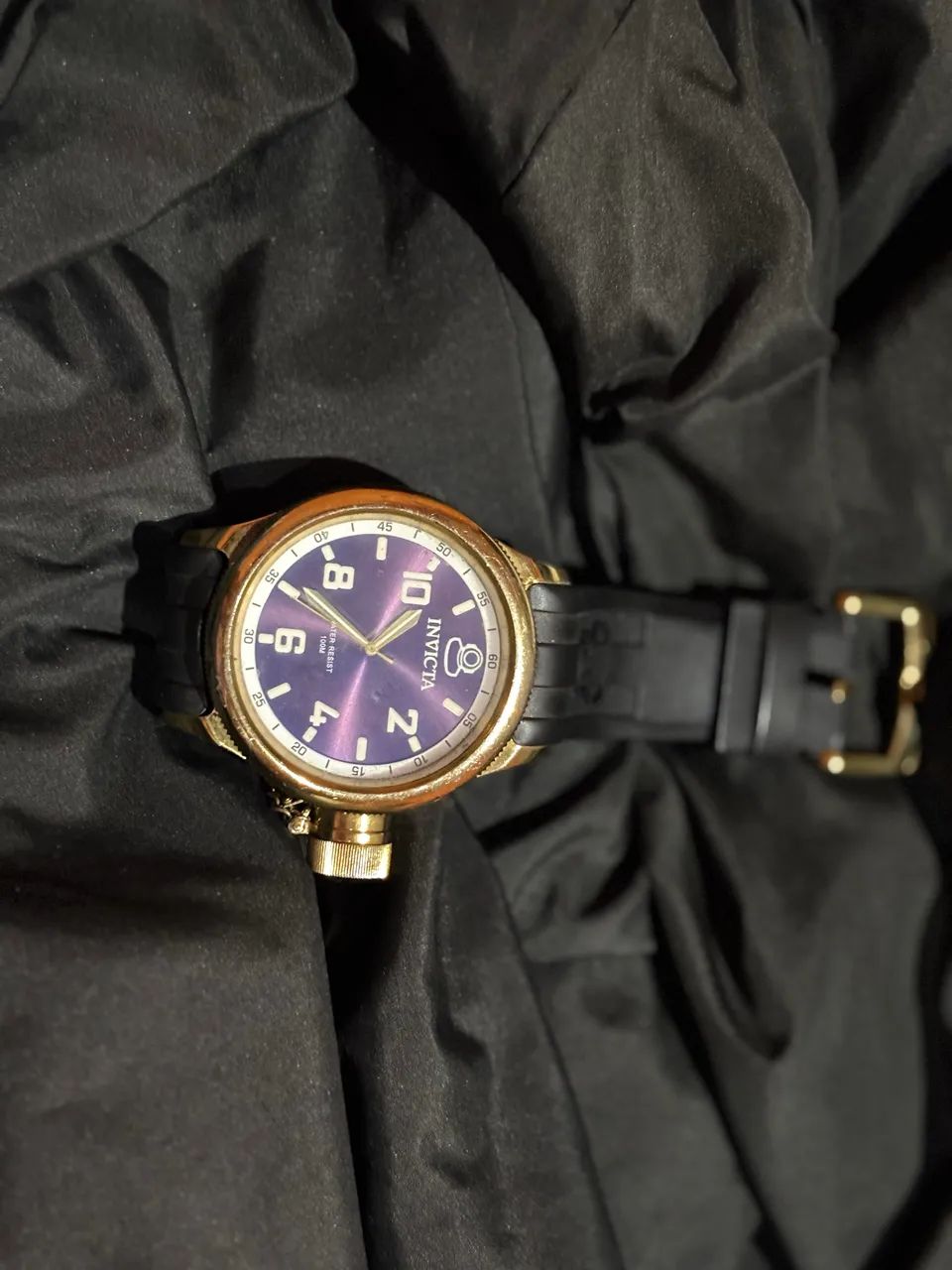 Relógio Invicta Russian Diver Masculino Dourado de 43mm com Pulseira Preta ORIGINAL - Foto 4