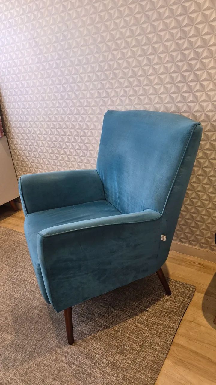 Poltrona decorativa azul - Foto 2