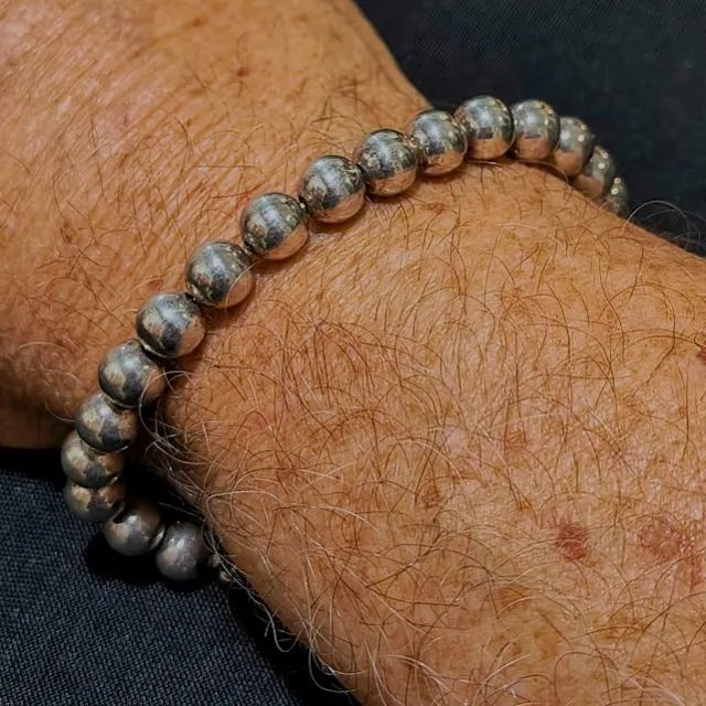 Pulseira Unissex de Prata Polida Com Bolinhas - Foto 4