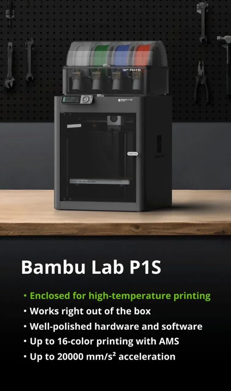 Bambu Lab P1S Combo NOVA, SEM USO + AMS 