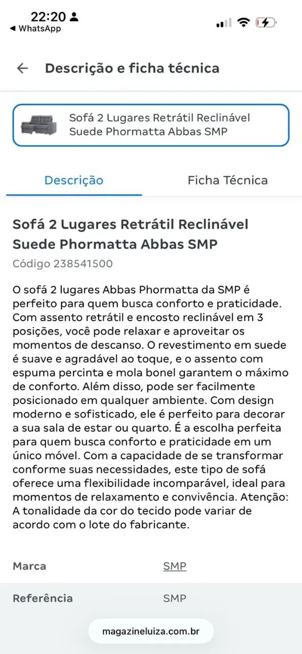 Sofá 2 lugares retratil reclinavel Suede - Foto 6