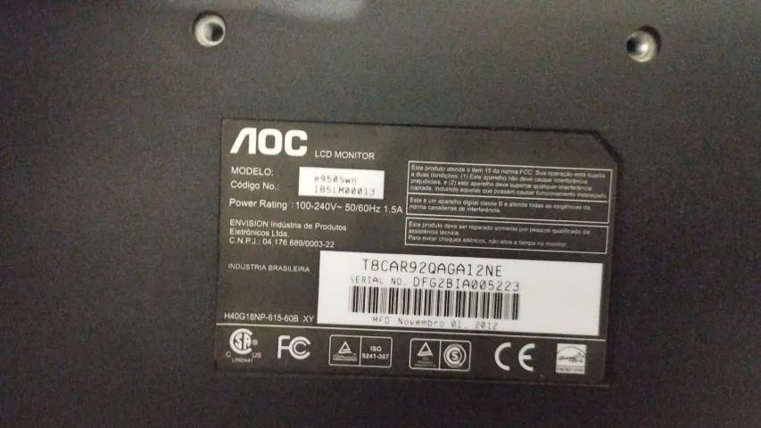 Monitor AOC 18,5 polegadas modelo E950Swn - Foto 2