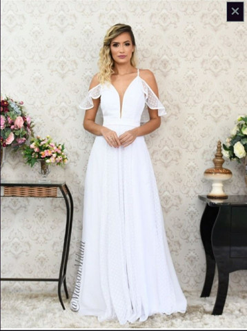 vestido branco longo para casamento no civil