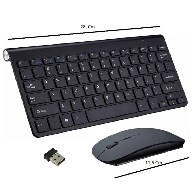 Kit Teclado Slim Com Mouse Sem Fio 2.4g Ultra Fino Para Pc Notebook Preto - Foto 3