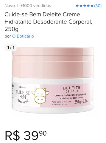 HIDRATANTE DELEITE DO BOTICÁRIO (RETIRADA SOMENTE NO GUAMÁ)