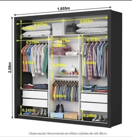 Guarda Roupa c/ Espelho 3 Portas de Correr 4 Gavetas Super Lindo Fazemos Novo - Foto 2