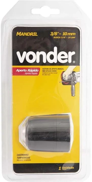 Mandril Aperto Rápido 3/8" 10mm Parafusadeira Vonder - Foto 3