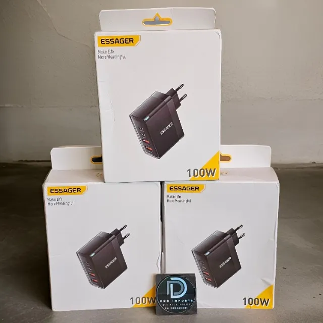 Super Fonte Carregador 100W Essager ultra rápida Tipo C USB Notebook e Macbook
