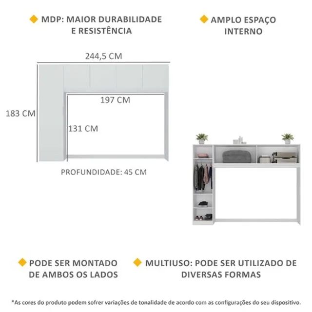 Promoção Guarda Roupa 5 Modulos Branco   - Foto 2