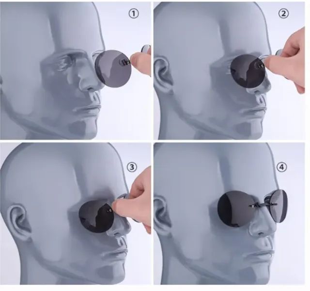 Óculos Escuros Preto tipo Morpheus Matrix sem Hastes com clipe nasal  - Foto 2