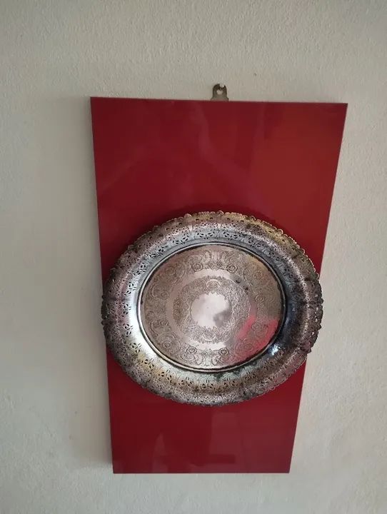 Prato Antigo de Bronze com Banho de Prata - Foto 3