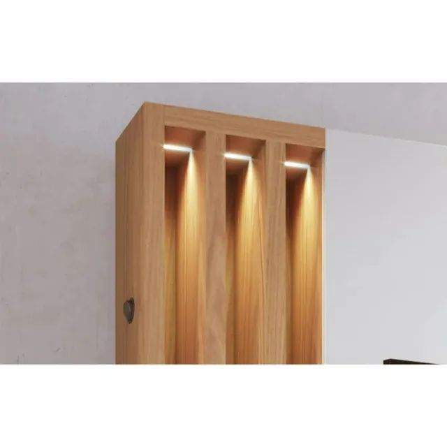 Estante Home Médio Para Tv De Até 65 Polegadas Com Led Ripado Na Madeira Freijó/Off White  - Foto 2