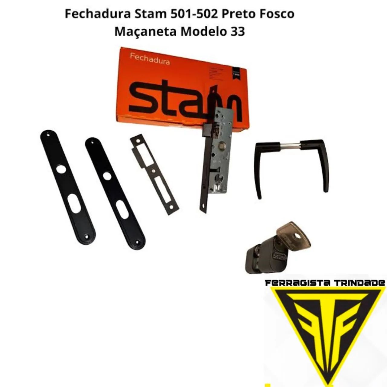 Fechadura Stam 501-502 Preta Fosco - Macaneta Modelo 33
