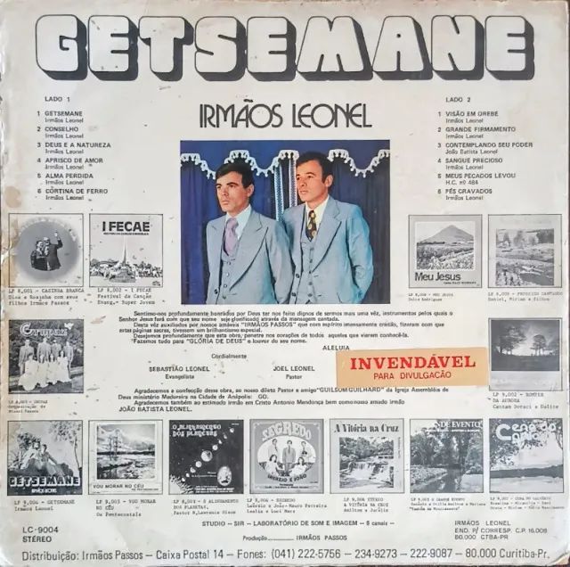 Lp Disco de Vinil Gospel Evangélico Irmãos Leonel - Getsemane - Foto 2