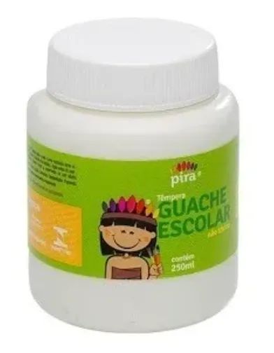 Tinta Guache Escolar Branca 250ml Piratininga
