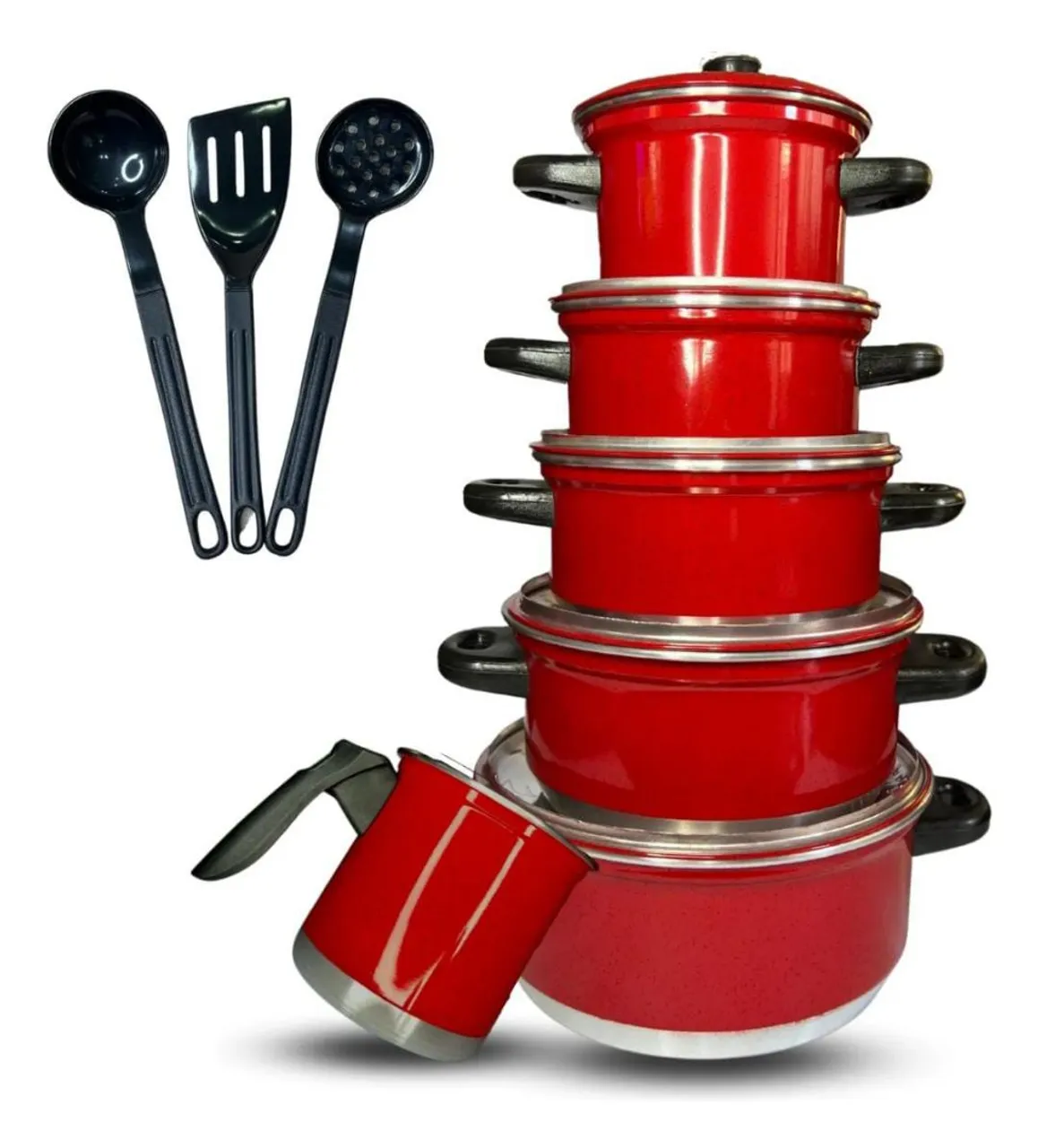 Conjunto de Panelas 6 peças caçarolas Completo com Utensílios kit cozinha