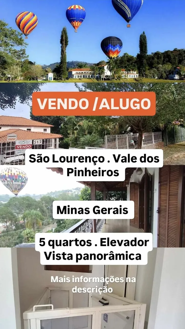 São Lourenço . Vale dos Pinheiros . MG . Casa com elevador . 5 quartos