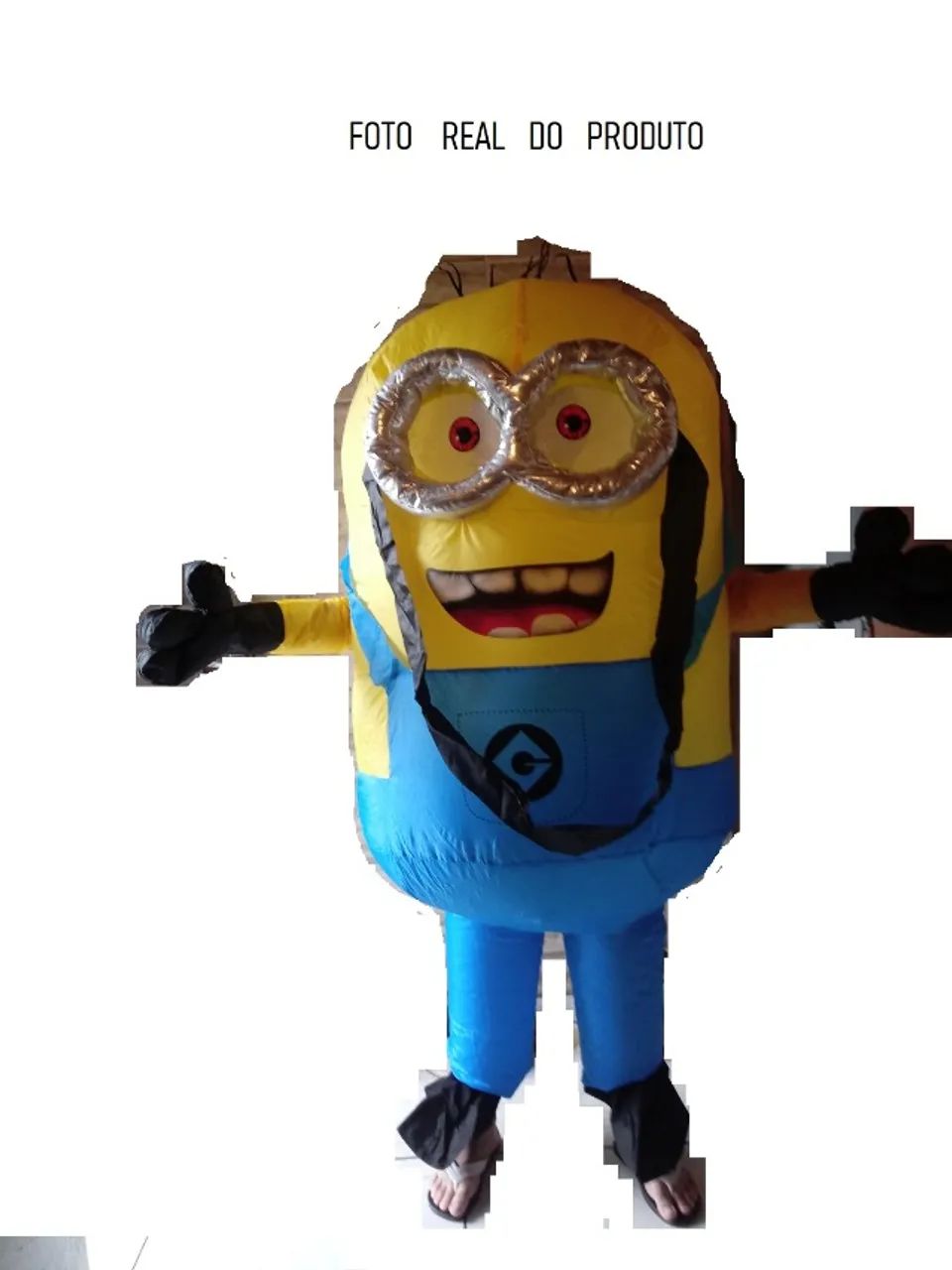 Fantasia Inflavel Minions Adulto Pronta Entrega 1.50-1.95 Cm Azul - Amarelo 150 - 195cm - Foto 3