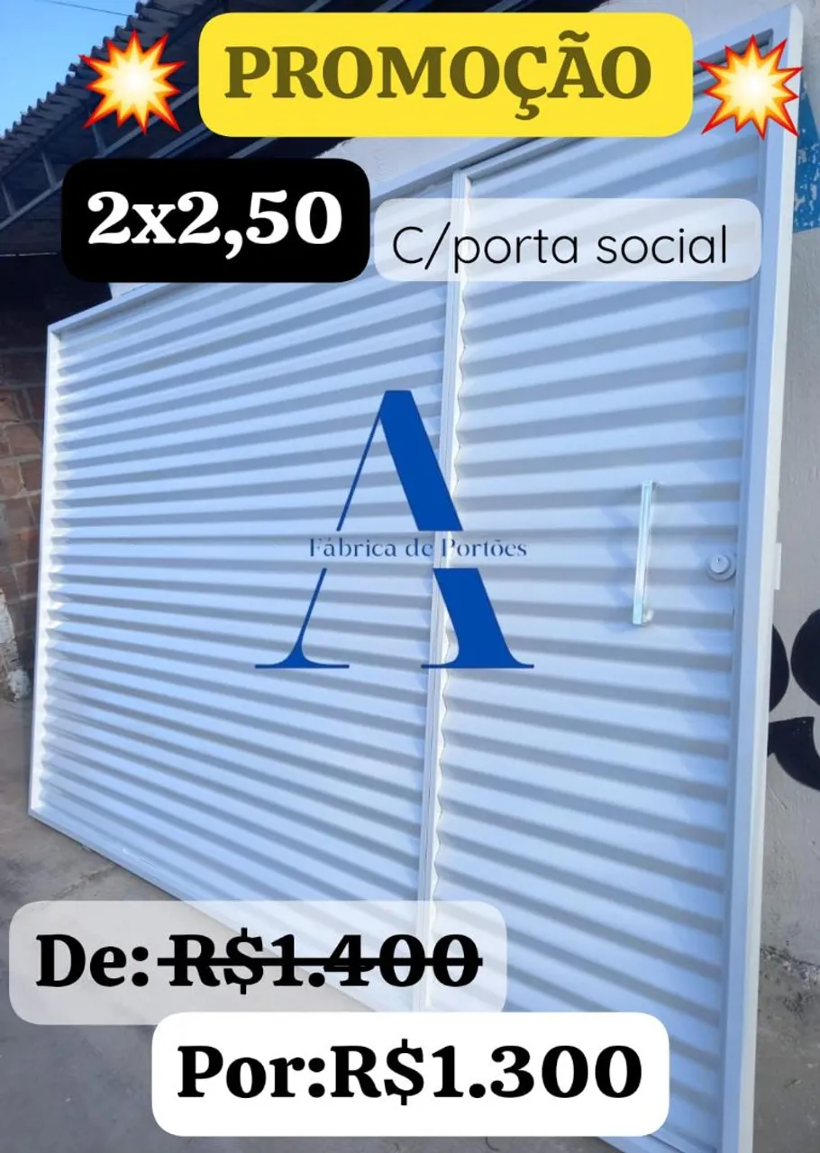 Portão Galvanizado com Porta Social - PROMOÇÃO!