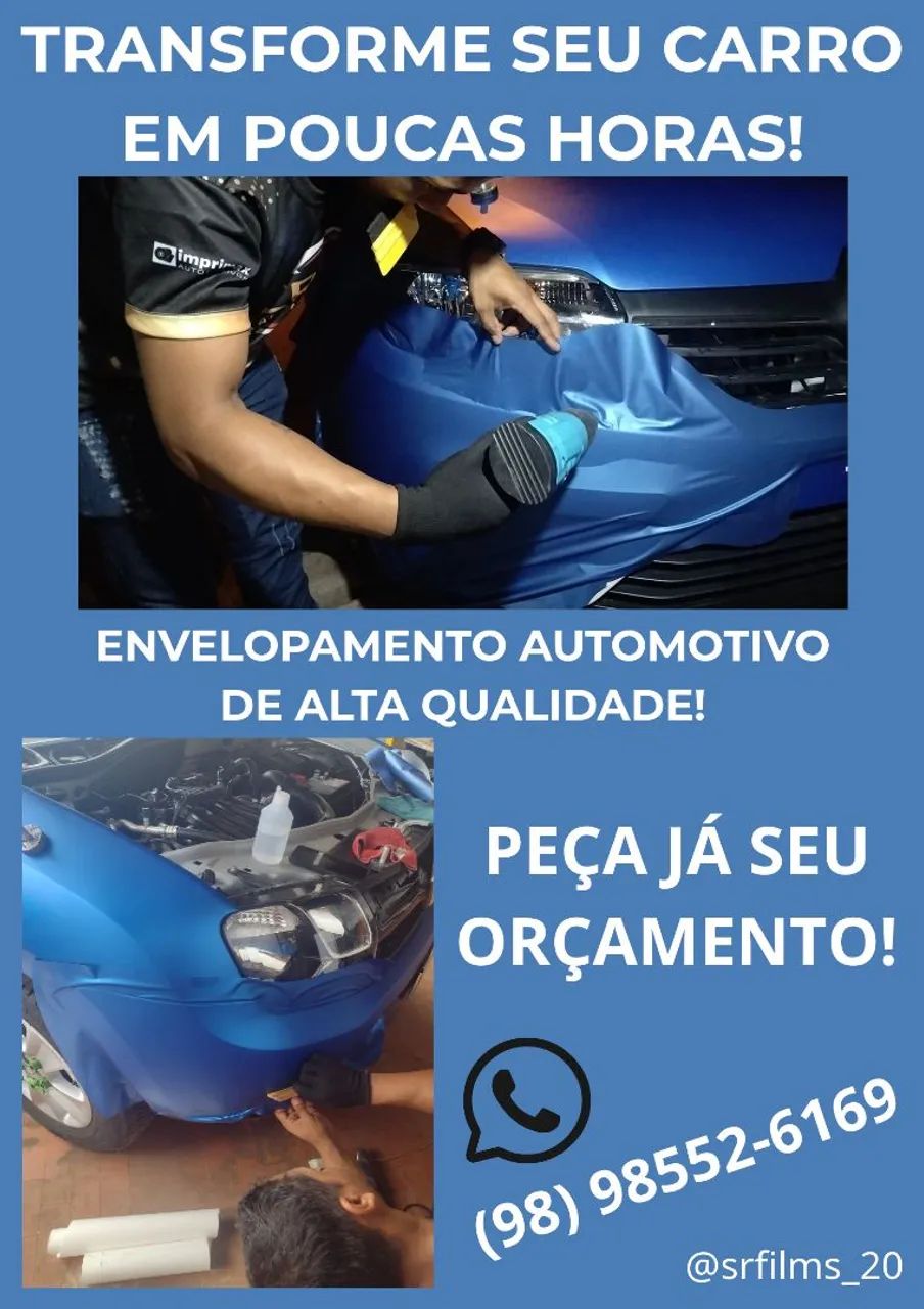 Envelopamento em geral, Fumê, Instalação de Central Multimídia, instalação de Led...