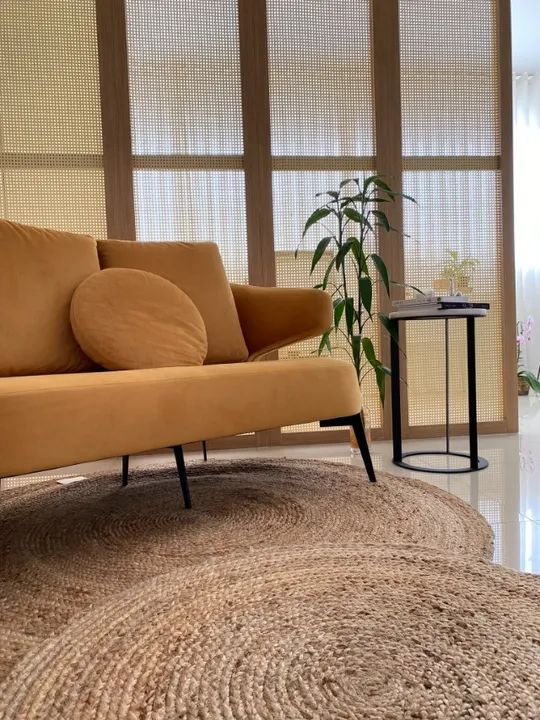 Conjunto de tapetes redondos em fibra natural 