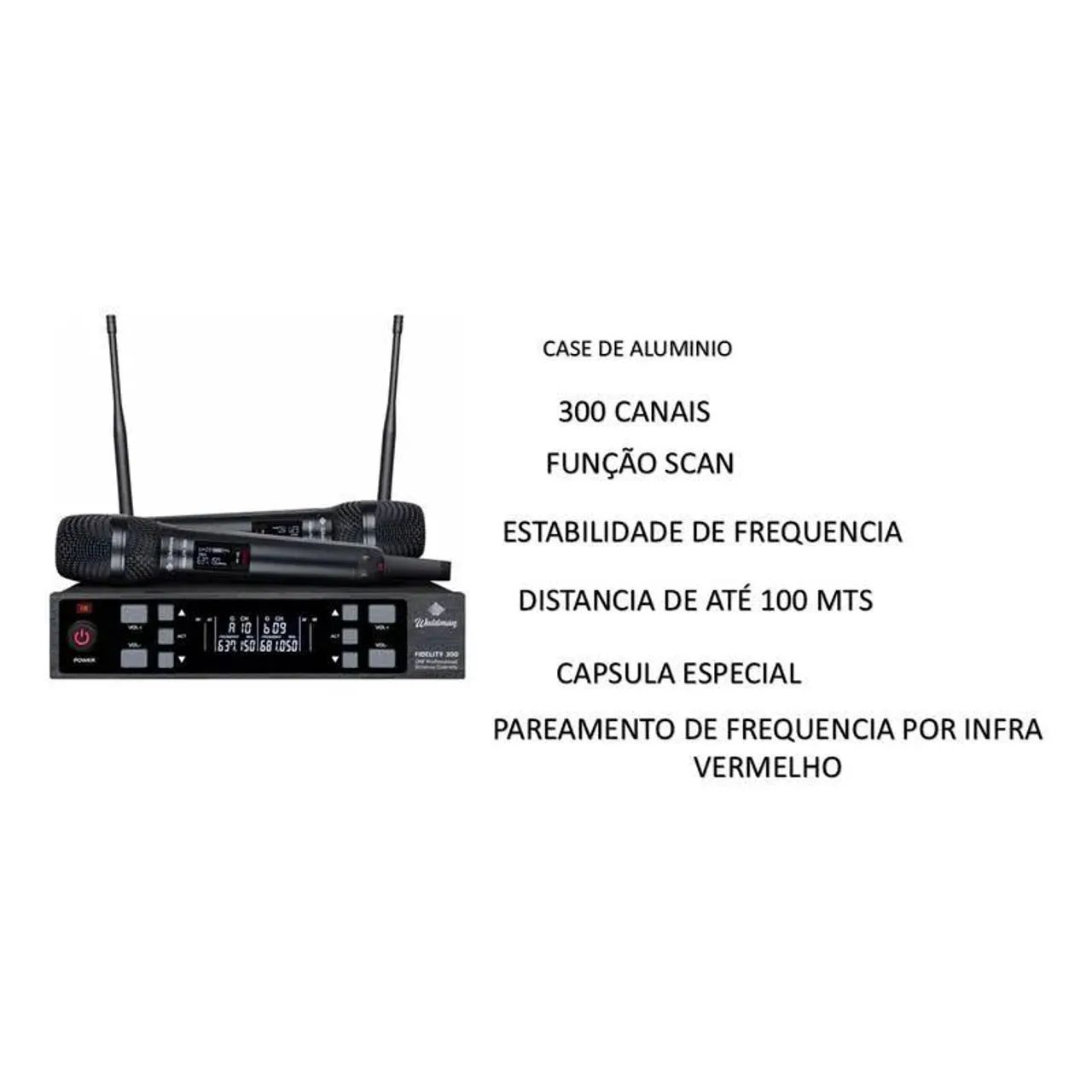 Microfone Bastão Duplo Sem Fio Waldman Fidelity 300 WFD-300 - Foto 6