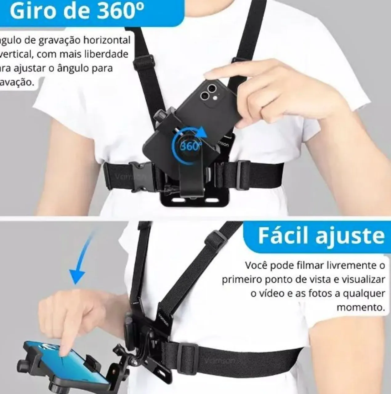 Suporte para Câmera de Ação - Chest Mount 360°