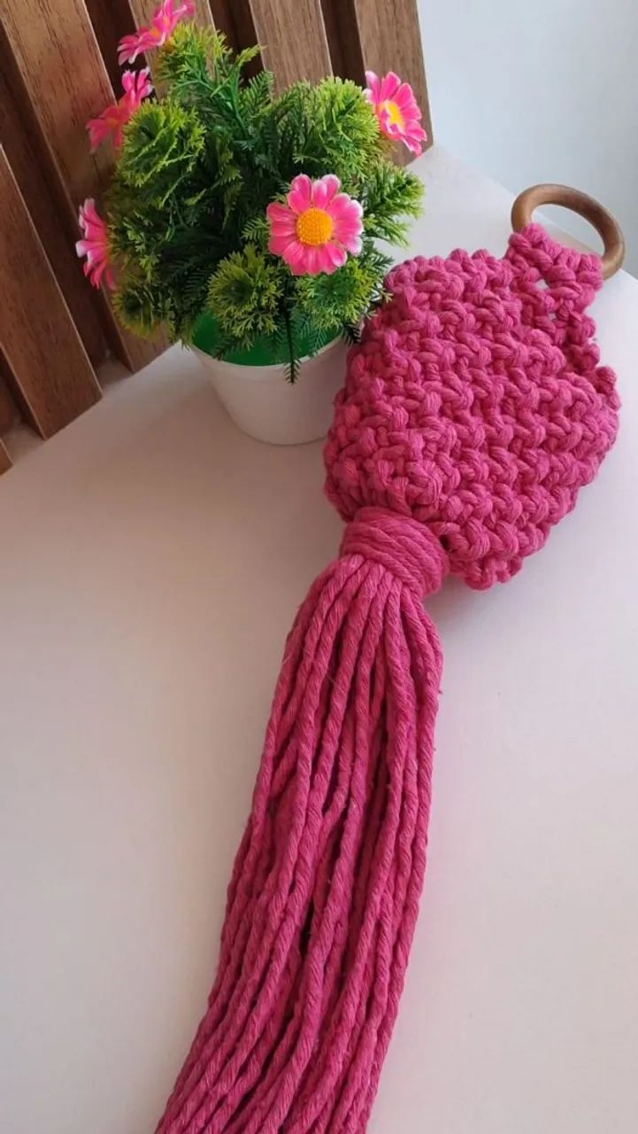 Cachepot suspenso +mini vaso flores artificial 