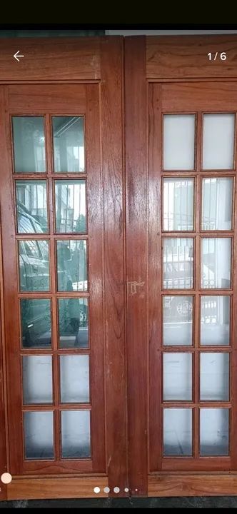 Porta Balcão 4 Folhas Em Madeira Ipê Veneziana E Vidro