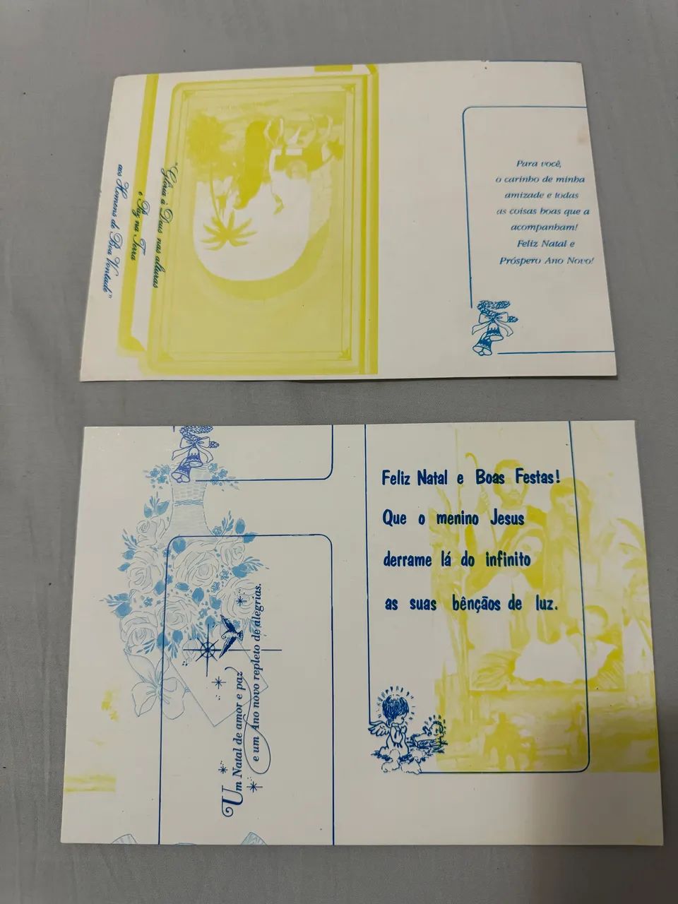 Kit 2 papéis de carta/ cartão raro , frente e verso com imagens e frases , década de 80/90