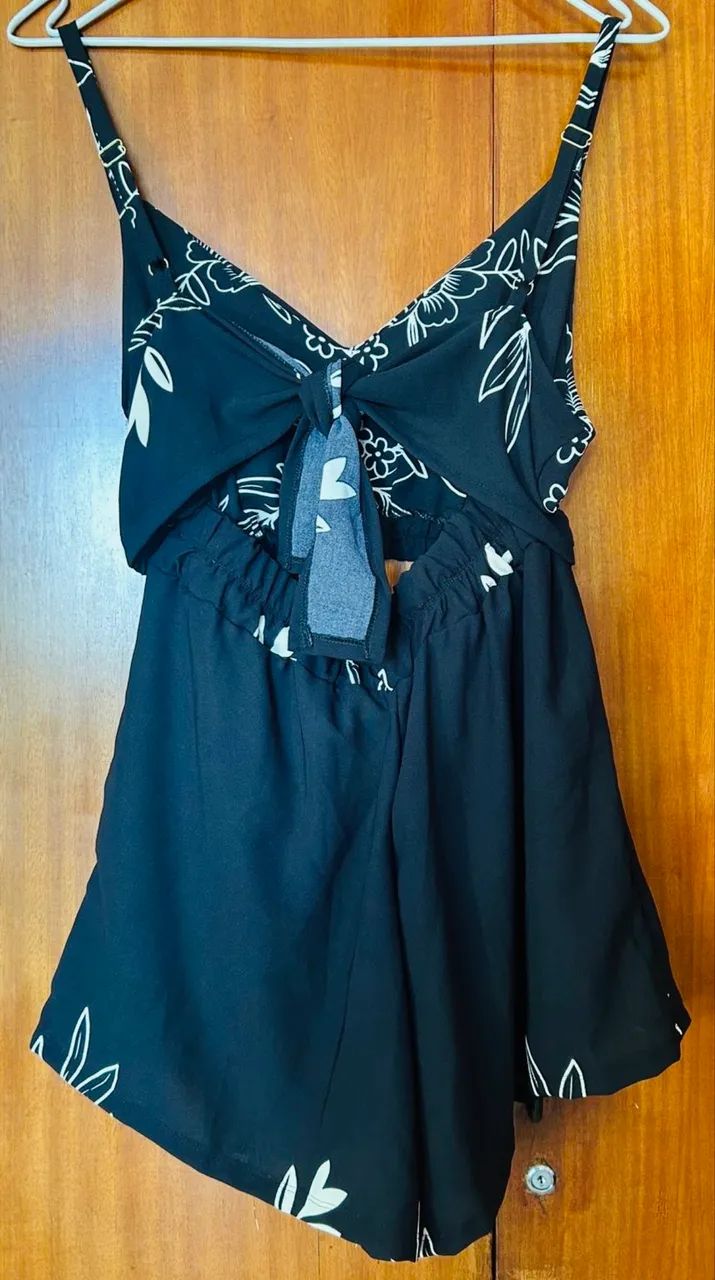 Conjunto kimono com 3 peças Floral Preto e Branco - Foto 4