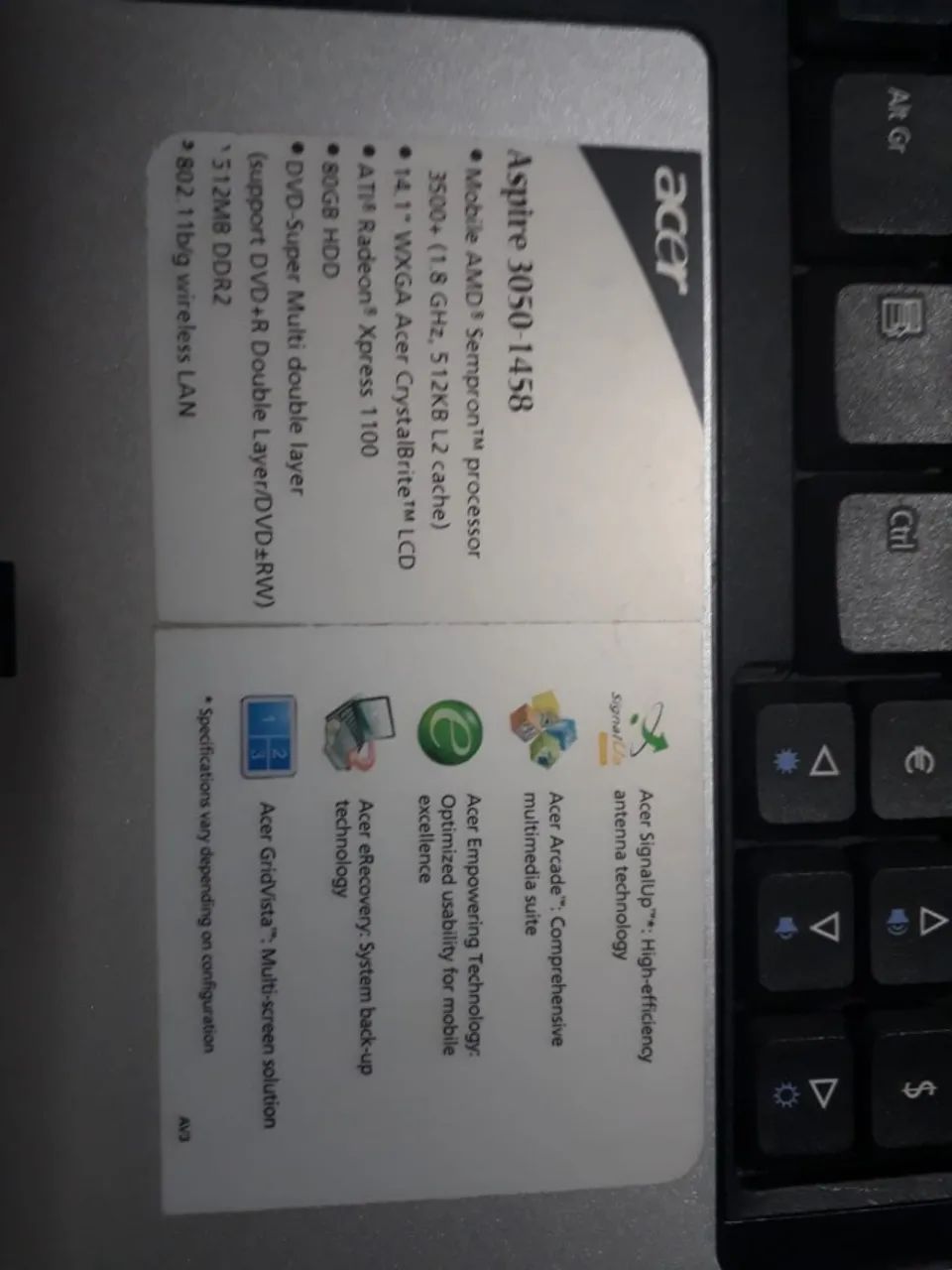 Notebook Acer Aspire 3050-1458 Amd Turion 64 - Foto 3